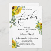 Waterverf Zonnebloemen Eucalyptusrepetitie Dinner Kaart (Voorkant / Achterkant)