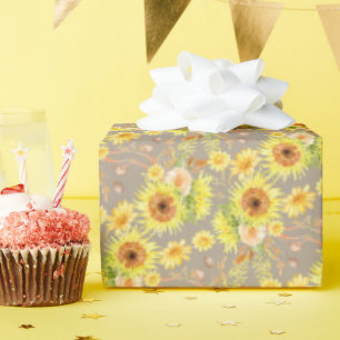 Waterverf Zonnebloemen Gele bloemen Cadeaupapier