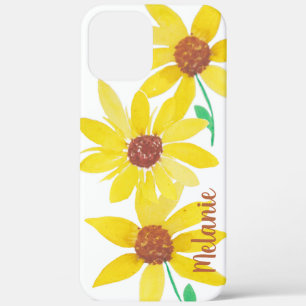 Waterverf Zonnebloemen Gele bloemen Monogrammen iPhone 12 Pro Max Hoesje