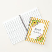 Waterverf zonnebloemen, gele en witte strepen notitieboek (Binnen)