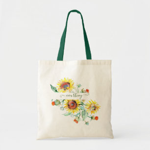 Waterverf zonnebloemen gepersonaliseerde canvas ta tote bag