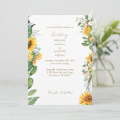Waterverf Zonnebloemen Gold Text Wedding Kaart (Staand voorkant)