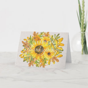 Waterverf Zonnebloemen Happy Thanksgiving Kaart