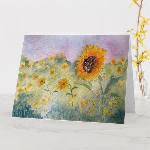 Waterverf zonnebloemen kaart
