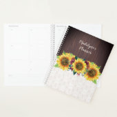 Waterverf Zonnebloemen Kant Hout Rustieke Naam Planner (Display)