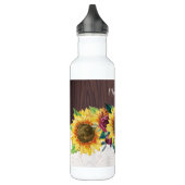 Waterverf Zonnebloemen Kant Hout Rustieke Naam Waterfles (Links)