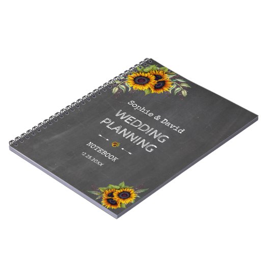 Waterverf Zonnebloemen Krijtbord Trouw Planner Notitieboek (Linkerzijde)