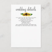 Waterverf Zonnebloemen Land Rustic Wedding Informatiekaartje (Voorkant)