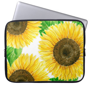 Waterverf zonnebloemen laptop sleeve