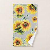 Waterverf Zonnebloemen op Grijs Handdoek (Handdoek)