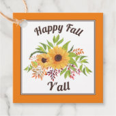 Waterverf zonnebloemen oranje herfst Y'all Bedankjes Labels (Voorkant)