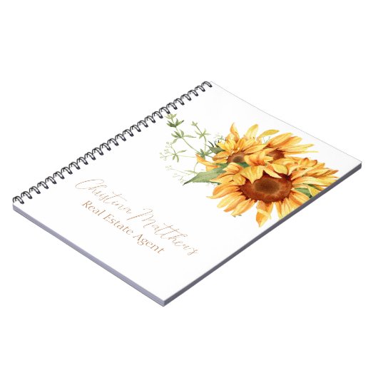Waterverf Zonnebloemen Persoonlijke naam Notitieboek (Linkerzijde)