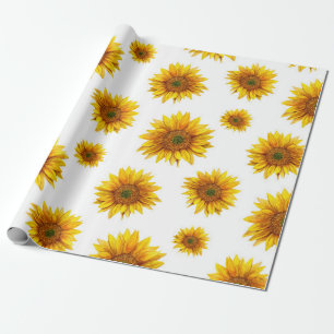 Waterverf zonnebloemen. Rustiek bloemmotief Cadeaupapier