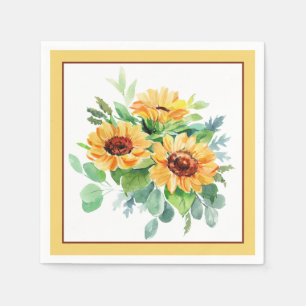 Waterverf zonnebloemen  servet