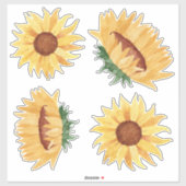 Waterverf Zonnebloemen Sticker (Vel)