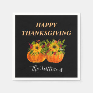 Waterverf Zonnebloemen Thanksgiving Pompoenen Herf Servet