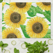 Waterverf zonnebloemen theedoek (Gevouwen)