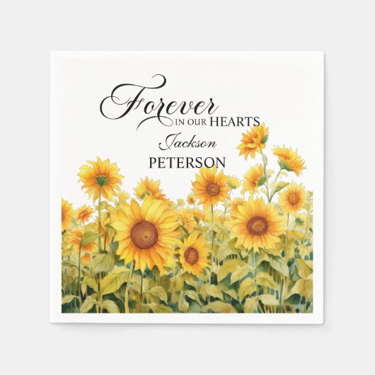 Waterverf zonnebloemen viering van het leven begra servet (Voorkant)