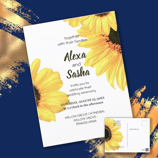 Waterverf Zonnebloemen Weddenschap Briefkaart