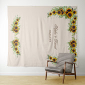 Waterverf Zonnebloemen Weddenschap Foto Booth Back Wandkleed (In Situ (horizontaal))