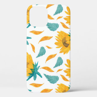 Waterverf Zonnebloemen: Zomer botanische print iPhone 12 Hoesje