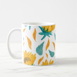 Waterverf Zonnebloemen: Zomer botanische print Koffiemok