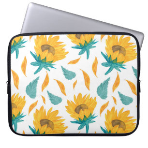 Waterverf Zonnebloemen: Zomer botanische print Laptop Sleeve