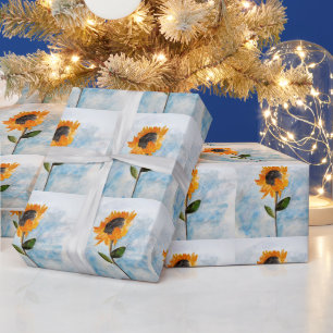 Waterverf Zonnebloemschilderpatroon Cadeaupapier