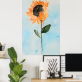 waterverf Zonnebloemverf Poster (Thuiskantoor)