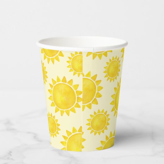 Waterverf Zonneschijn Verjaardag Papieren Kopjes – Papieren Bekers (Rechts)