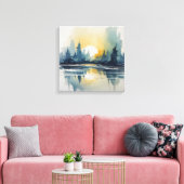Waterverf zonsondergang Abstract Canvas Afdruk (Insitu (Woonkamer))