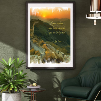 waterverf zonsondergang landschap met zen quote poster
