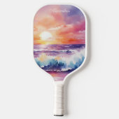 Waterverf Zonsondergang op het strand Monogram Pickleball Paddle (Achterkant)