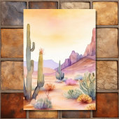 Waterverf Zuidwestelijke Woestijn en Cactus Bruilo Save The Date