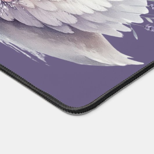 Waterverf zwaan met lavendelbloemen bureaumat (Hoek)