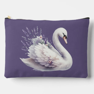 Waterverf zwaan met lavendelbloemen etui