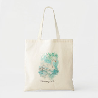 Waterverf Zwaan Moeder en Baby Wordt Mama Tote Bag