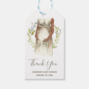 Waterverf Zwangere vrouw Baby shower Dank u wel C Cadeaulabel