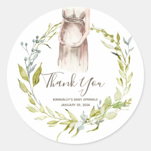 Waterverf Zwangere vrouwen Baby shower Favor Class Ronde Sticker