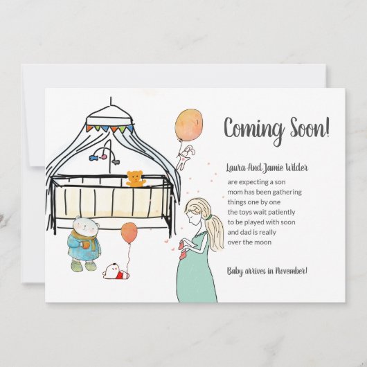 Waterverf Zwangerschap Baby baby Zwangerschap Aankondiging (Voorkant)