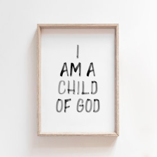 Waterverf zwart Ik ben een Kind van God print