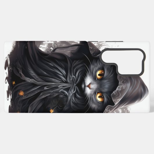 WATERVERF ZWART KITTEN GEKLEED ALS EEN HEKS SAMSUNG GALAXY HOESJE (Achterkant horizontaal)