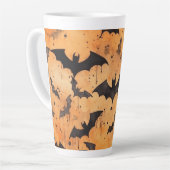 Waterverf Zwart Vleermuizen op Sinaasappel Latte Mok (Linkerhoek)