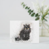 Waterverf Zwart-wit Cat Briefkaart (Staand voorkant)