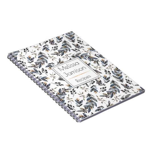 Waterverf zwarte bladzijden monogram recept | notitieboek (Rechterzijde)