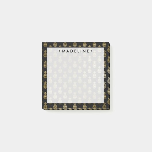 Waterverf zwarte en gouden anananassen post-it® notes (Voorkant)