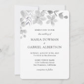 Waterverf zwarte en witte flora bruiloft kaart (Voorkant)