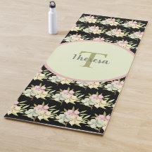 Waterverf Zwarte Floral Monogram Naam