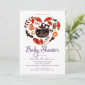 Waterverf Zwarte Kat Halloween Baby Shower Kaart (Staand voorkant)