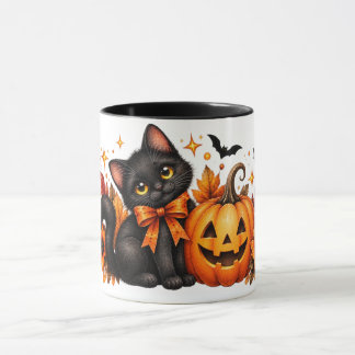 Waterverf Zwarte Kat Halloween Mok